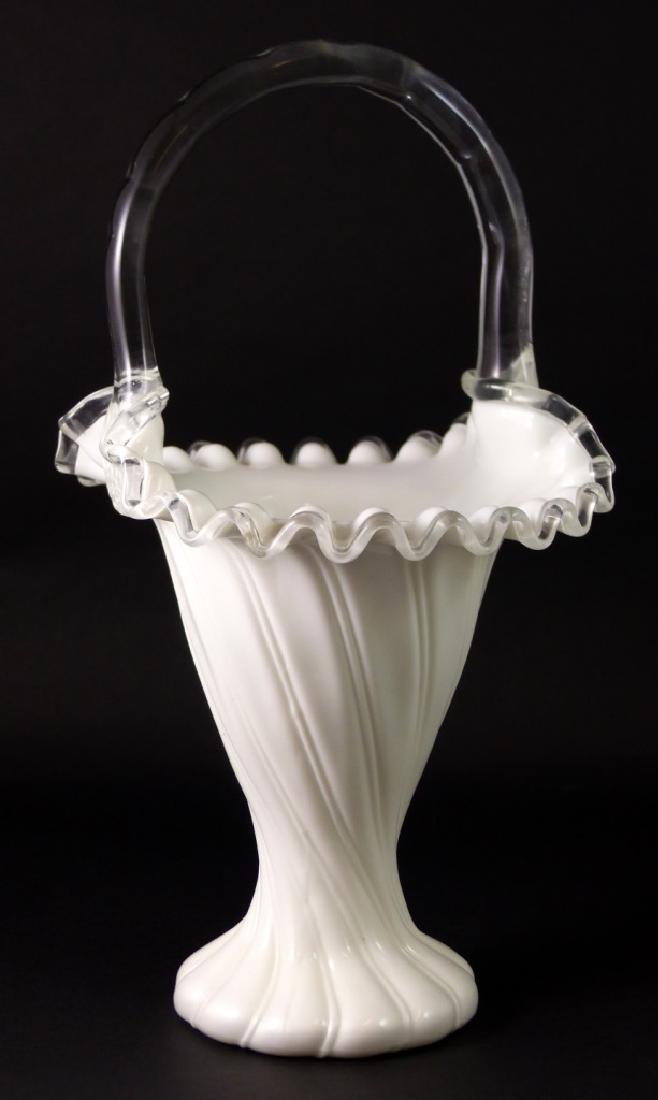 FENTON CASED GLASS BASKET SIGNED (1 of 7)