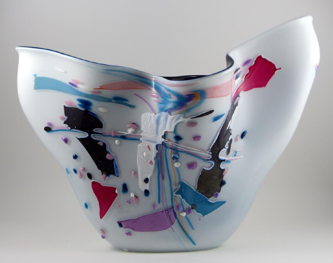 STEPHEN NELSON ABSTRACT ART GLASS VASE 15" (1 of 7)