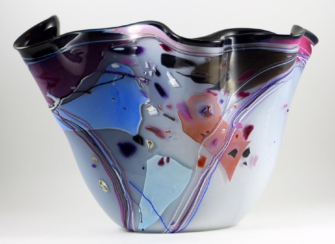 STEPHEN NELSON ABSTRACT ART GLASS VASE 13" (1 of 8)