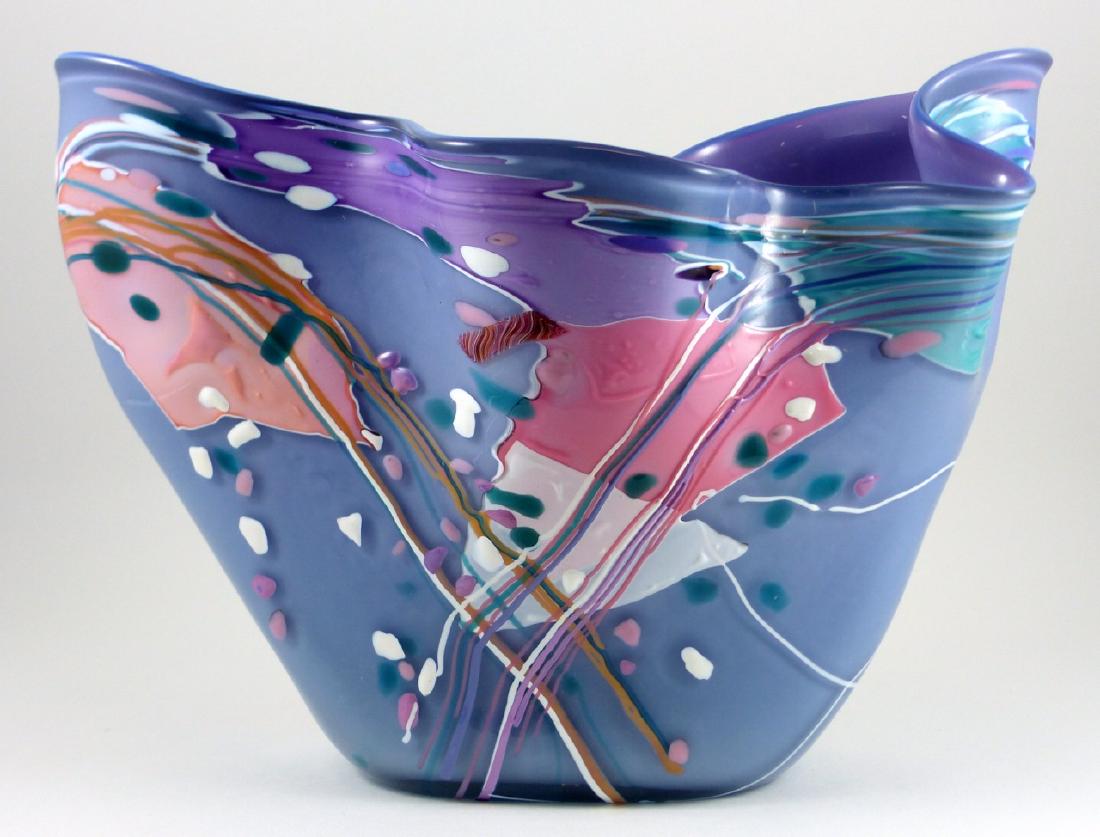 STEPHEN NELSON ABSTRACT ART GLASS VASE 10" (1 of 7)