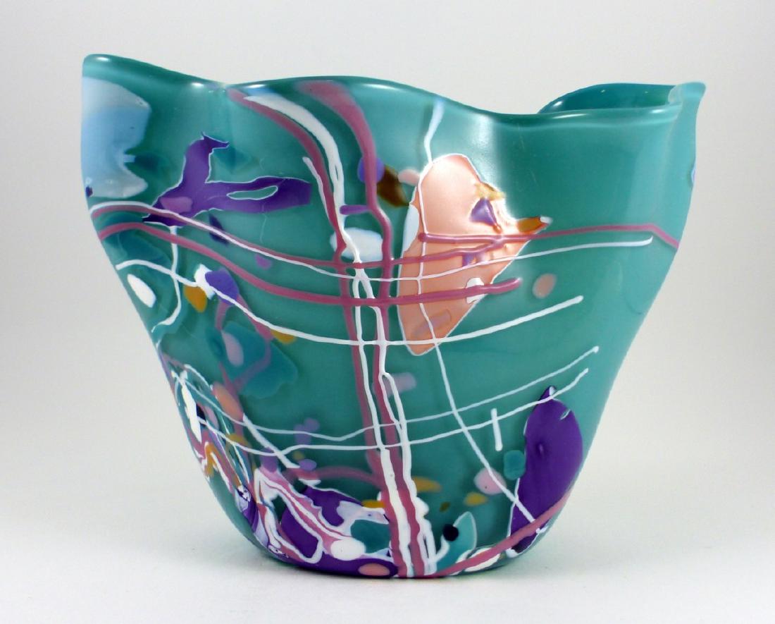 STEPHEN NELSON ABSTRACT ART GLASS VASE (1 of 6)