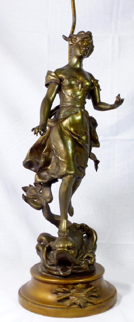 HENRYK KOSSOWSKI BRONZED SCULPTURE LADY ON DOLPHIN (1 of 9)