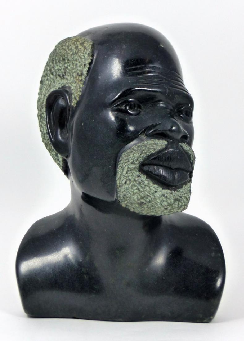 AFRICAN CARVED BLACK MARBLE BUST (1 of 7)