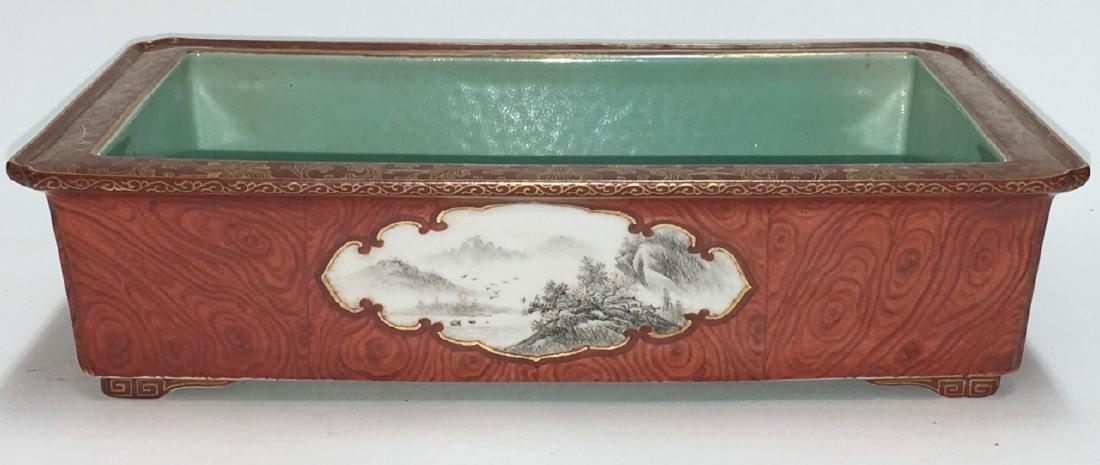 CHINESE FAUX BOIS FAMILLE ROSE PORCELAIN PLANTER (1 of 10)