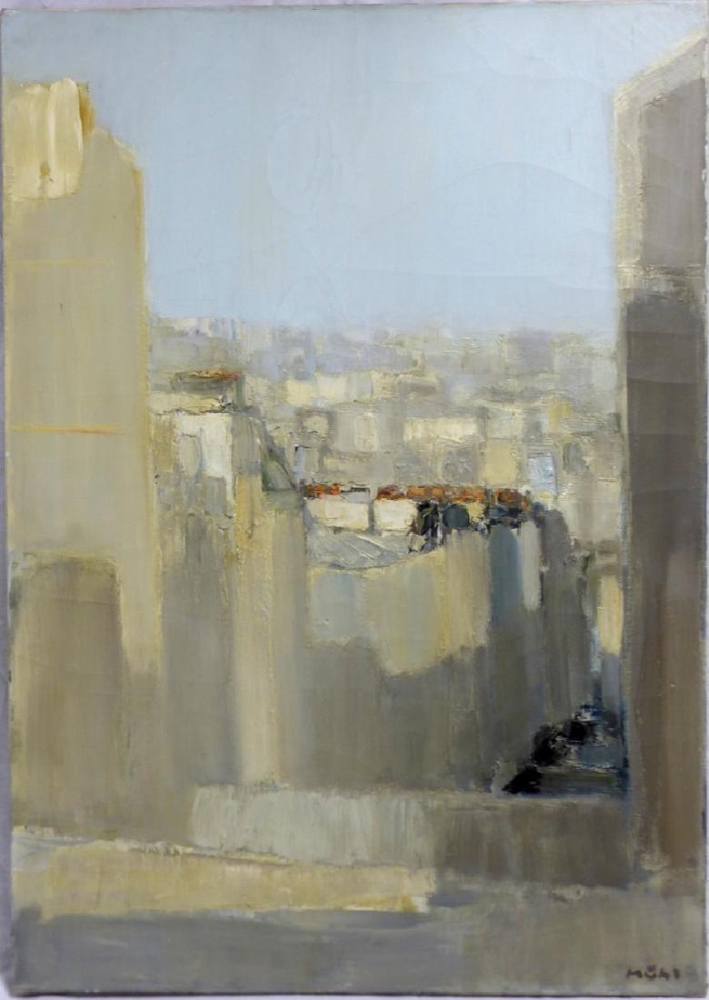 ROGER MUHL MONT-CENUS OIL PAINTING ON CANVAS: Roger Muhl (French, 1929-2008) oil painting on canvas. Signed lower right. Titled 'Paris Rue du Mont Cenus' to verso. Measures 36" (91.5cm) x 25 1/2" (65cm).