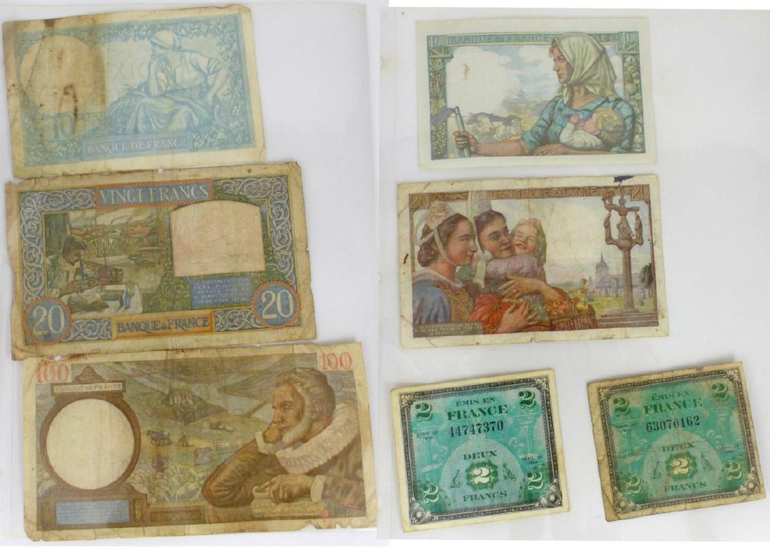 7pc FRENCH BANK NOTES 1941-1944 (1 of 5)