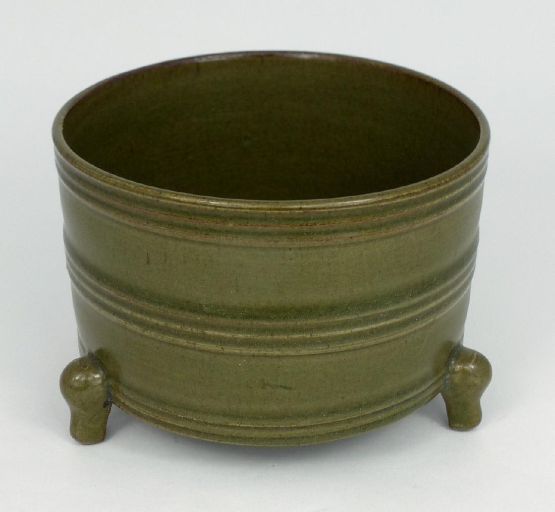 CHINESE TEADUST GLAZED PORCELAIN TRIPOD CENSER (1 of 8)