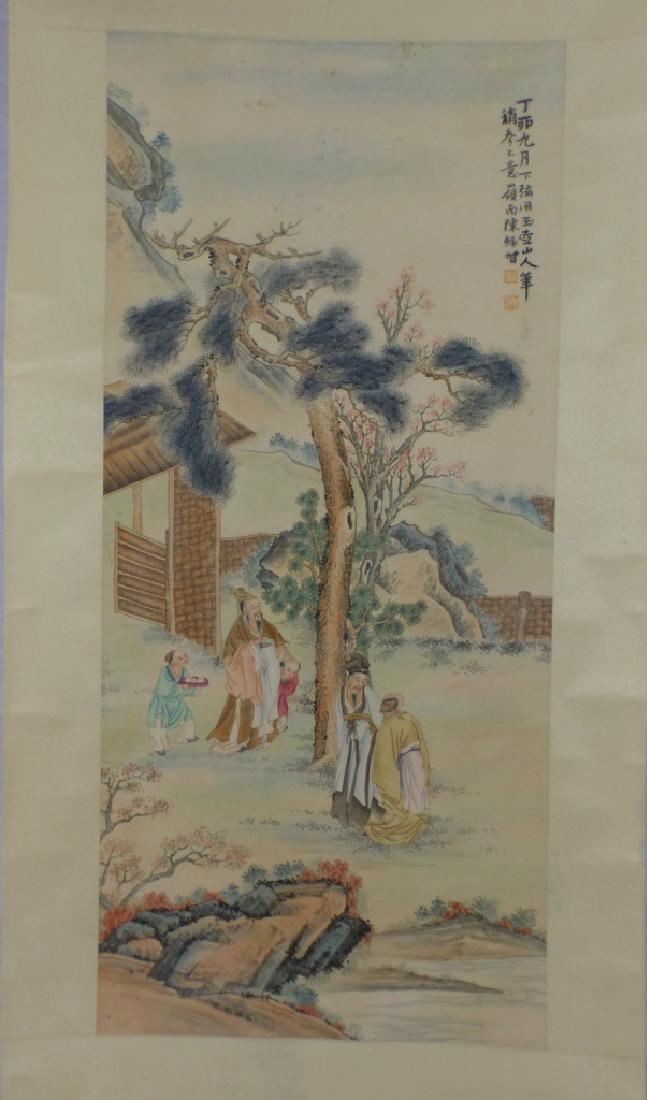 CHINESE OF SCROLL PAINTING ELDERS & CHILDREN (1 of 5)