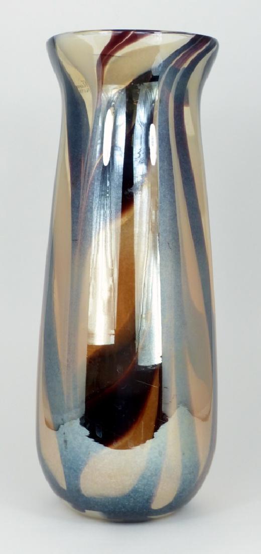 MURANO GLASS VASE w BURGUNDY & TAN STREAKS (1 of 7)