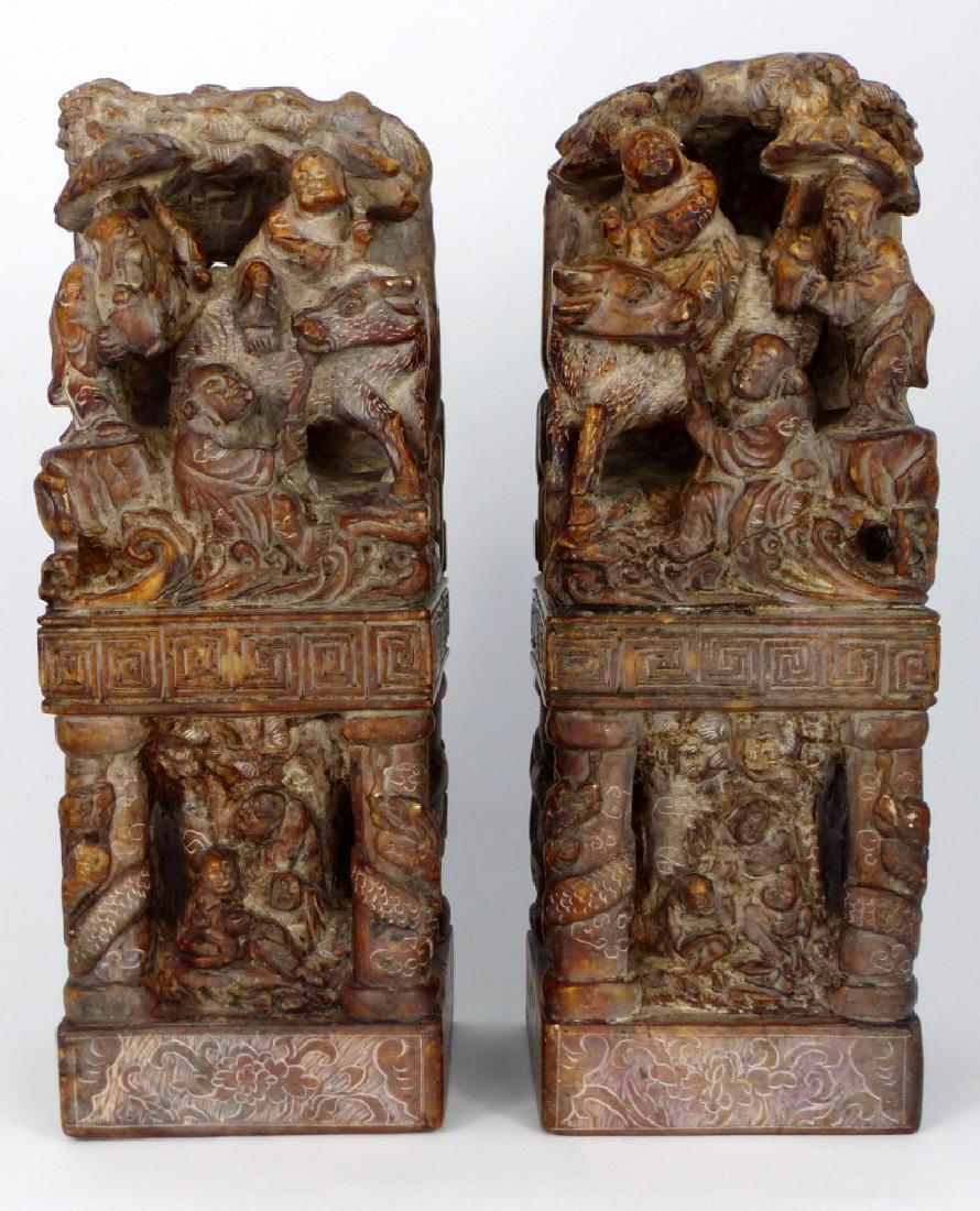 PR LARGE CHINESE CARVED HARDSTONE FIGURAL SEALS (1 of 10)