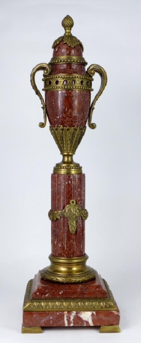 FRENCH MARBLE & BRONZE URN ON PEDESTAL (1 of 5)