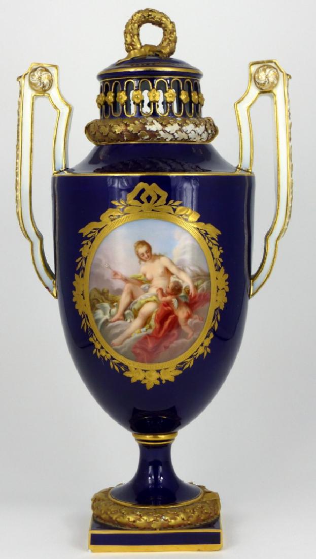 19th C MEISSEN COBALT & GILT PORCELAIN URN (1 of 18)