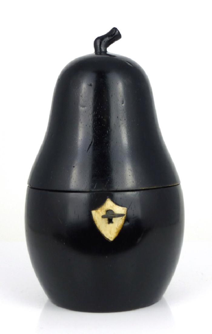 ENGLISH EBONIZED FRUITWOOD PEAR FORM TEA CADDY (1 of 5)