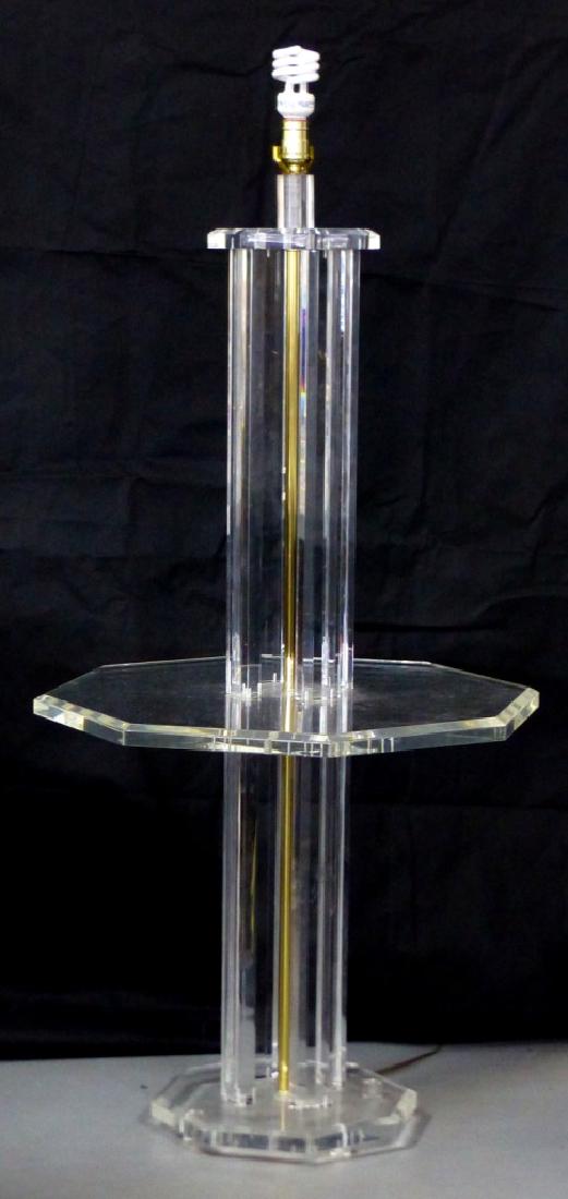 MID-CENTURY LUCITE FLOOR LAMP w OCTAGONAL TABLE (1 of 7)