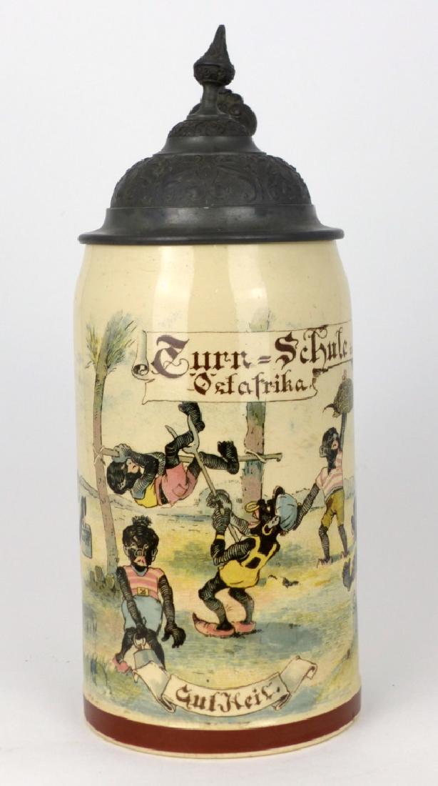 METTLACH TYPE BLACK PARODY STEIN 1909 (1 of 6)