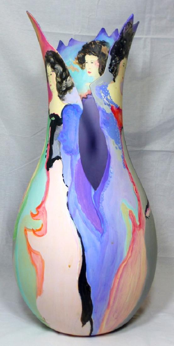JANE BAZINET LARGE HAND PAINTED CERAMIC FLOOR VASE (1 of 8)