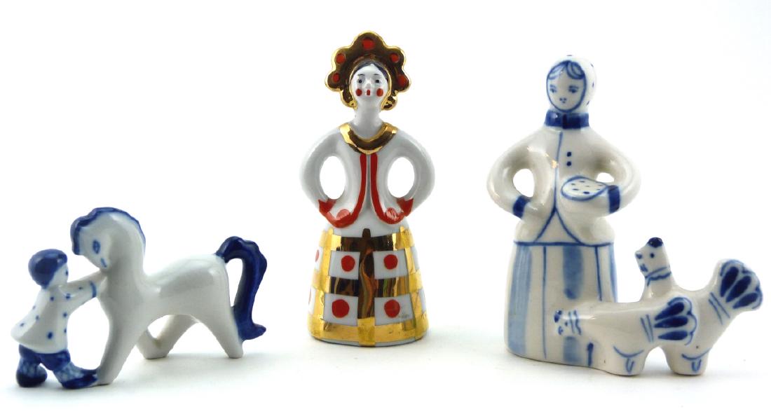 3pc RUSSIAN HAND PAINTED PORCELAIN FIGURES (1 of 5)