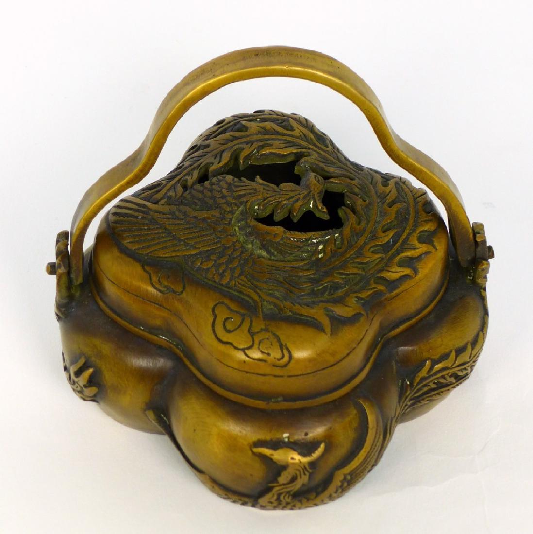 CHINESE BRONZE LIDDED PHOENIX CENSER (1 of 9)