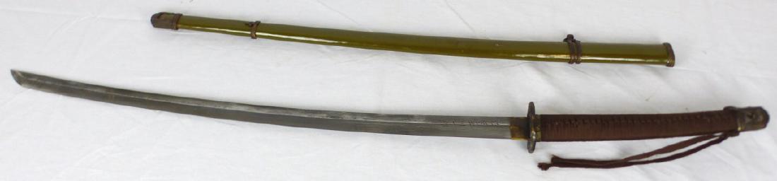 JAPANESE DAMASCUS SAMURAI SWORD w SCABBARD (1 of 10)