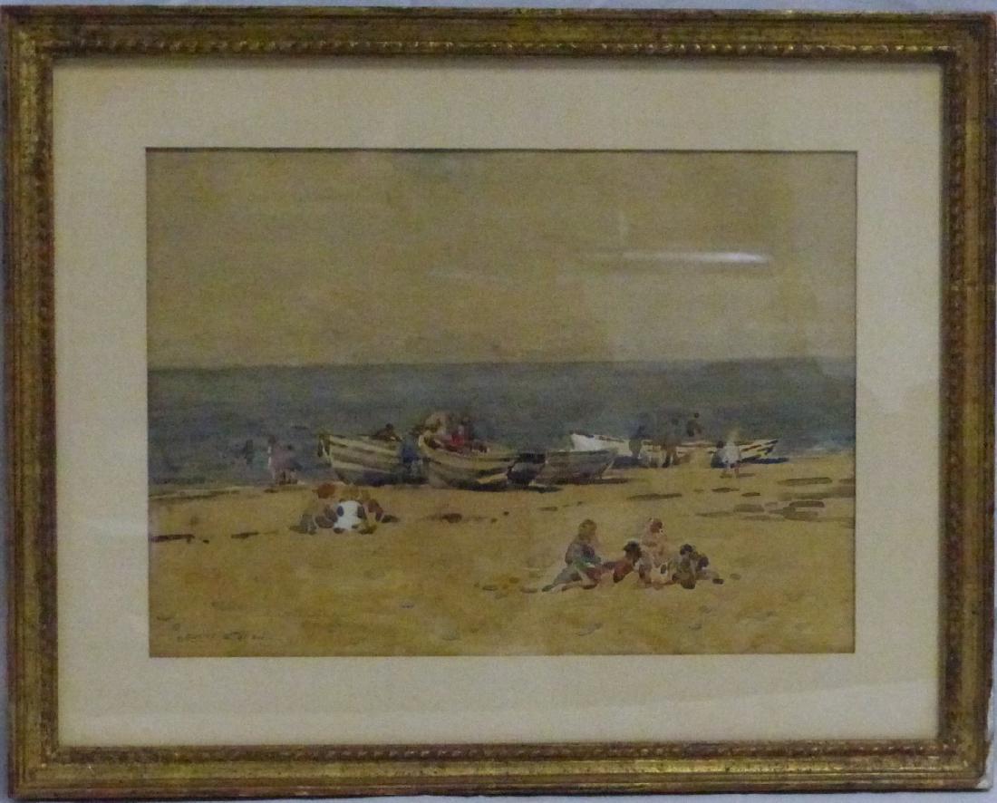 ROBERT W. S. BEACH SCENE WATERCOLOR ON PAPER (1 of 5)