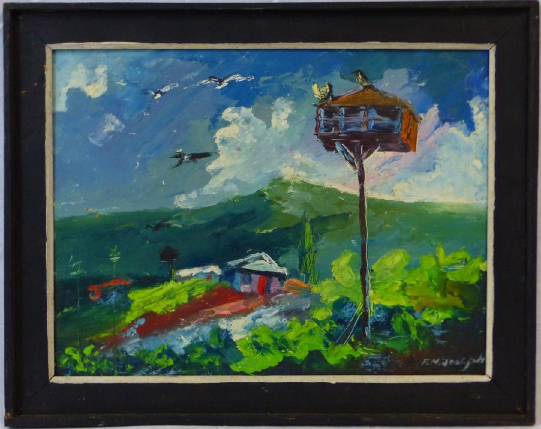 FRANKLIN M JOSEPH HAITIAN OIL PAINTING ON MASONITE (1 of 5)