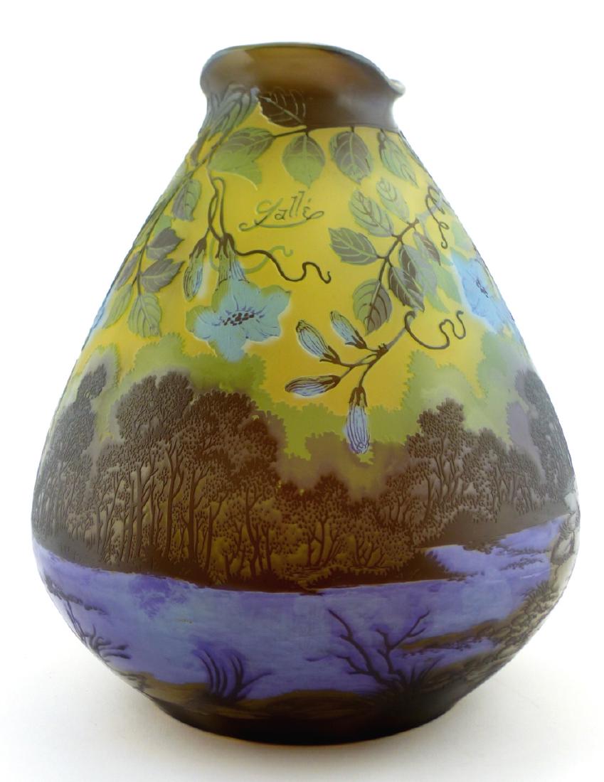 GALLE BLUE FLORAL CAMEO GLASS VASE (1 of 15)