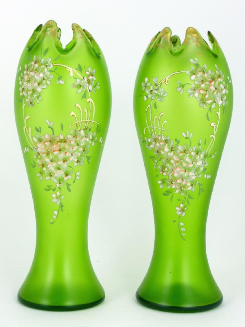 PR BOHEMIAN ENAMELED & GILT ART GLASS VASES (1 of 7)