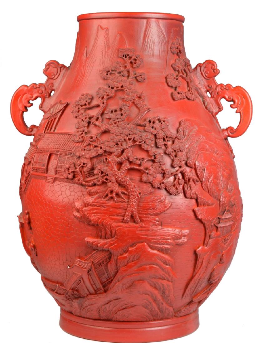 IMPORTANT 19th C CHINESE RED GLAZED PORCELAIN VASE (1 of 13)
