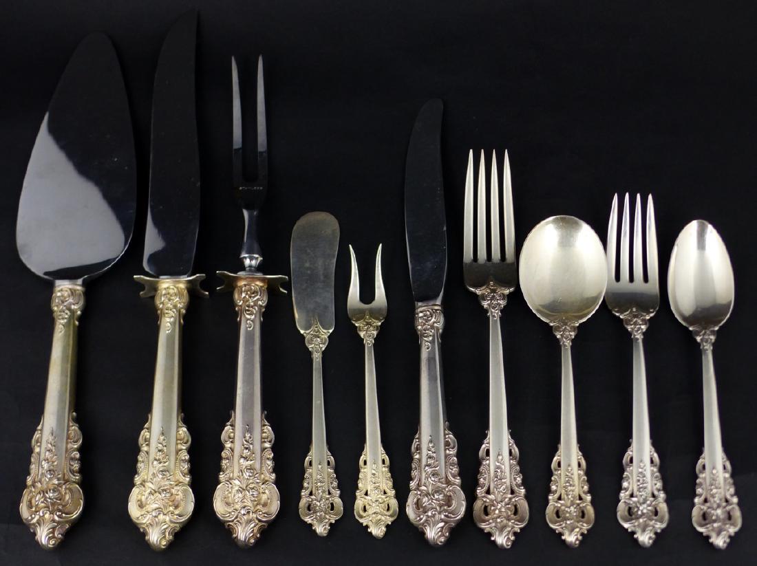 33pc WALLACE GRAND BAROQUE STERLING w SERVING PCS (1 of 12)