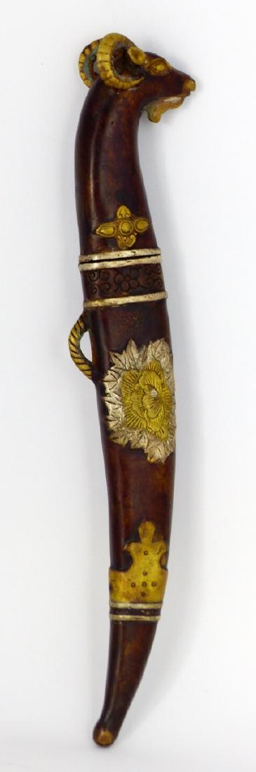 MUGHAL STYLE RAM'S HEAD DAGGER w SCABBARD (1 of 9)
