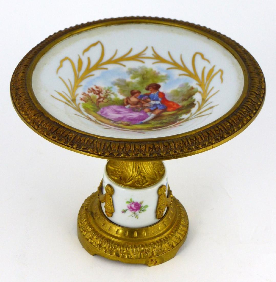 SEVRES STYLE PORCELAIN & GILT METAL COMPOTE (1 of 10)