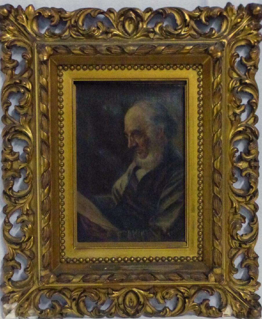 R. DUVAL 'MAN w SPECTACLES' OIL PAINTING ON CANVAS (1 of 10)