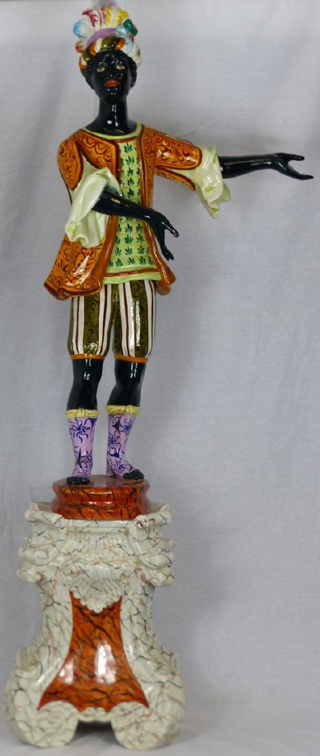 LARGE ITALIAN PORCELAIN BLACKAMOOR FIGURE w STAND (1 of 11)