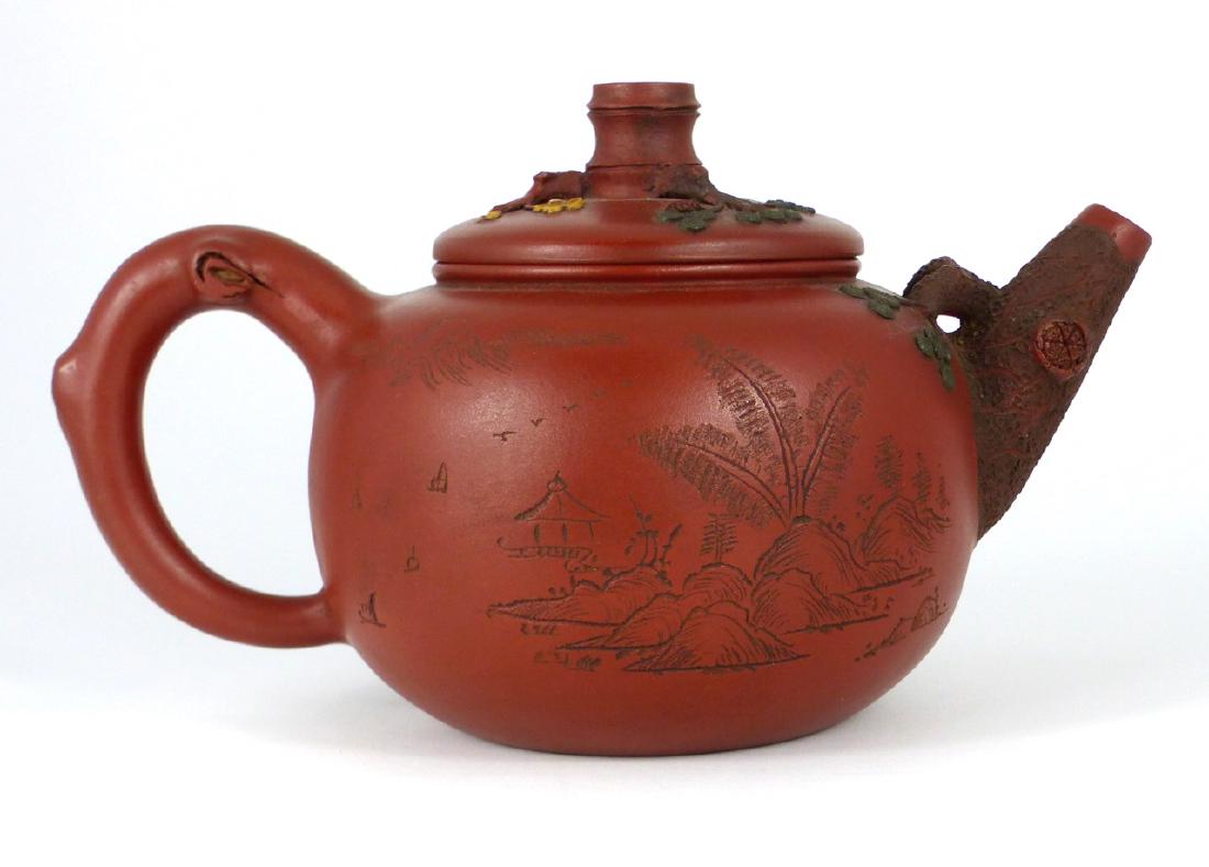 CHINESE YIXING ZISHA PINE TREE TEAPOT (1 of 10)