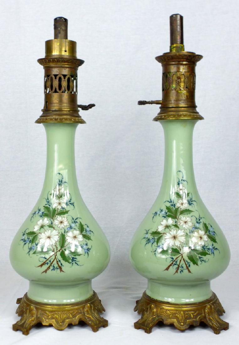 PR FRENCH CELADON PORCELAIN OIL LAMPS (1 of 13)