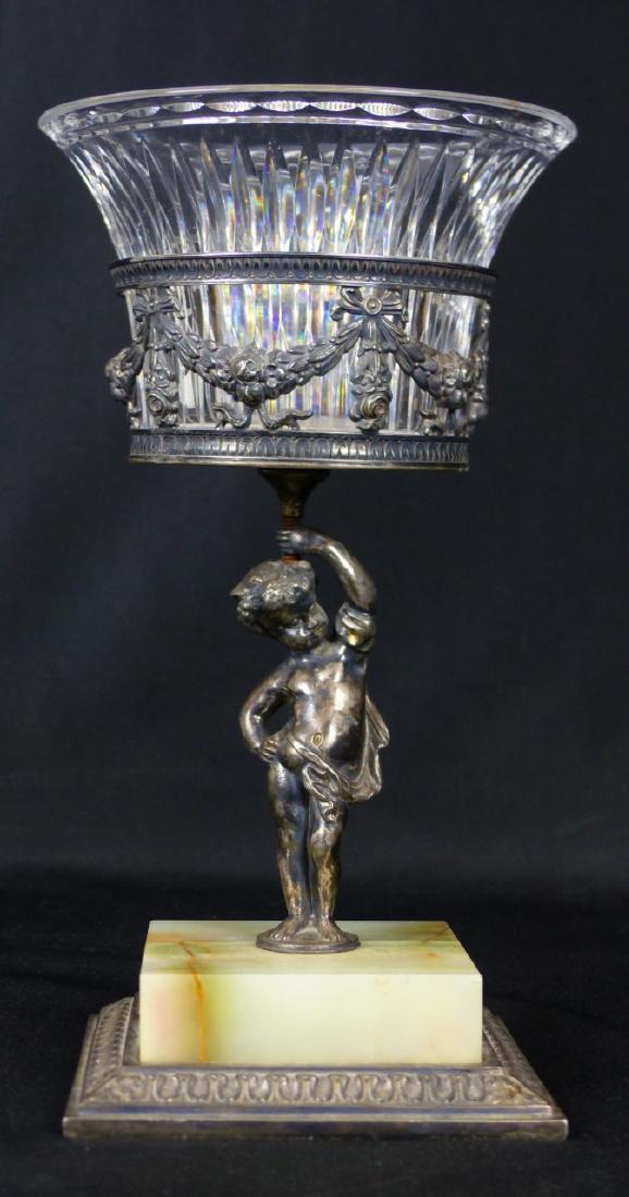 PAIRPOINT SILVERPLATE, CRYSTAL & ONYX COMPOTE (1 of 9)