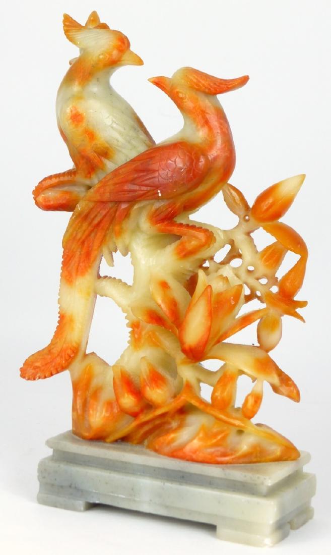 CHINESE SOAPSTONE CARVING OF TWO PEACOCKS (1 of 5)