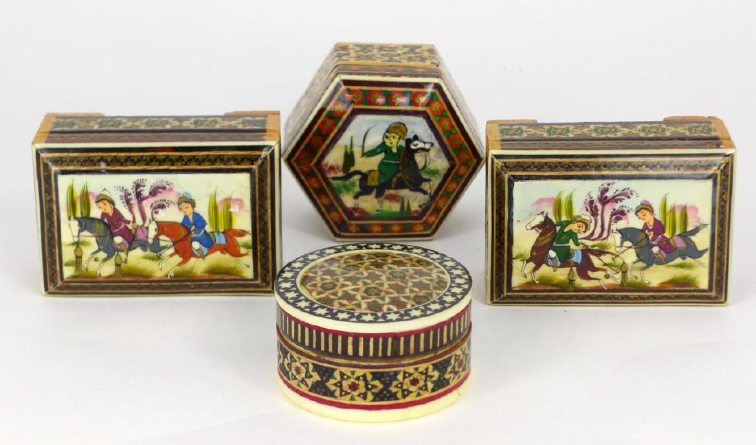 4pc PERSIAN KHATAM MARQUETRY PAINTED BOXES (1 of 6)