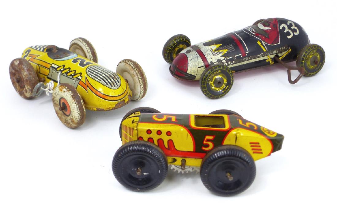 3pc WIND UP TOY TIN RACE CARS MARX & LINCOLN TOYS (1 of 9)