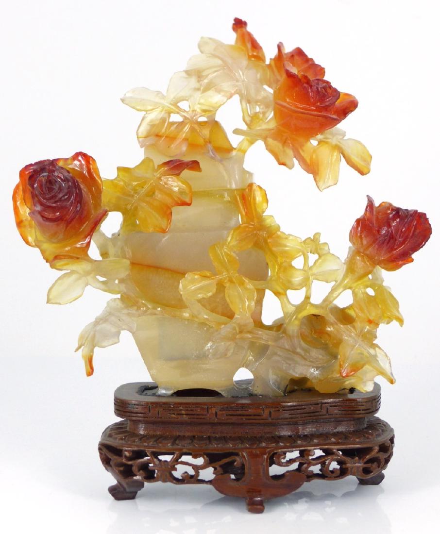 CHINESE CARVED AGATE FLORAL COVERED URN (1 of 9)