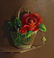 ALFANO DARDARI OIL PAINTING ON CANVAS ROSE BASKET - 4