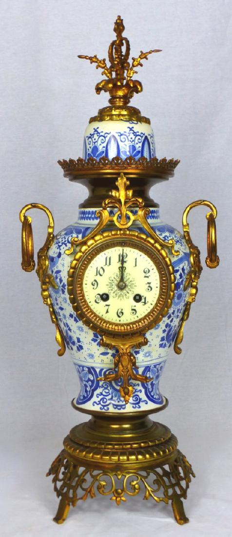 19th C FRENCH PORCELAIN & BRONZE CLOCK (1 of 18)
