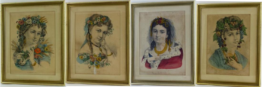 4pc CURRIER & IVES 'FOUR SEASONS' LITHOGRAPHS (1 of 13)