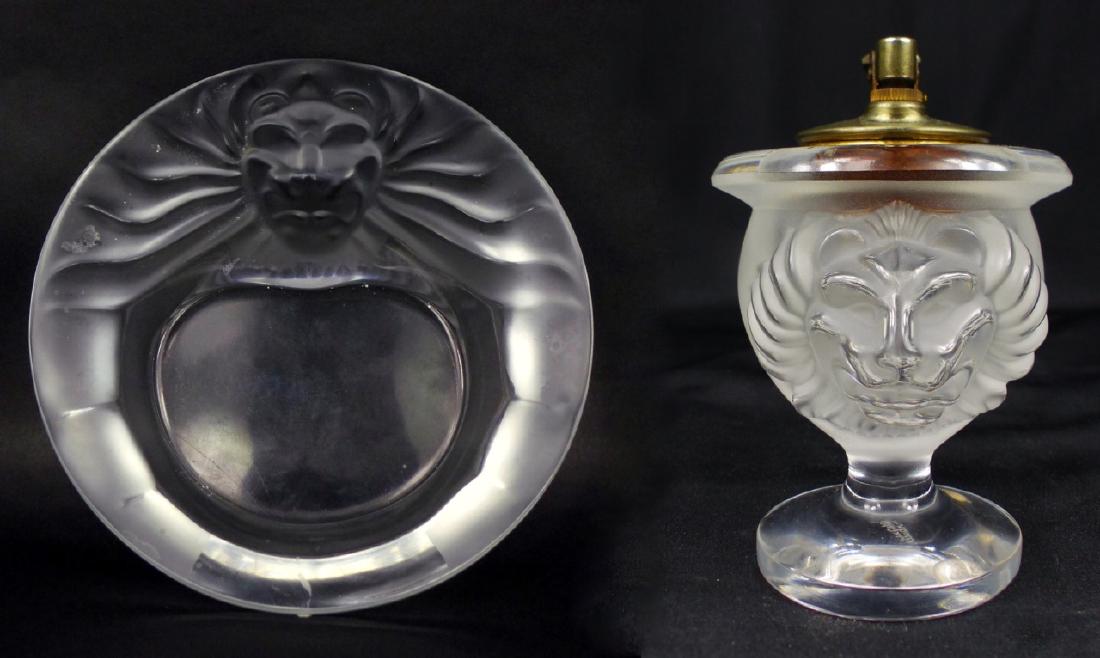 2pc LALIQUE 'TETE DE LION' CRYSTAL SMOKING SET (1 of 14)