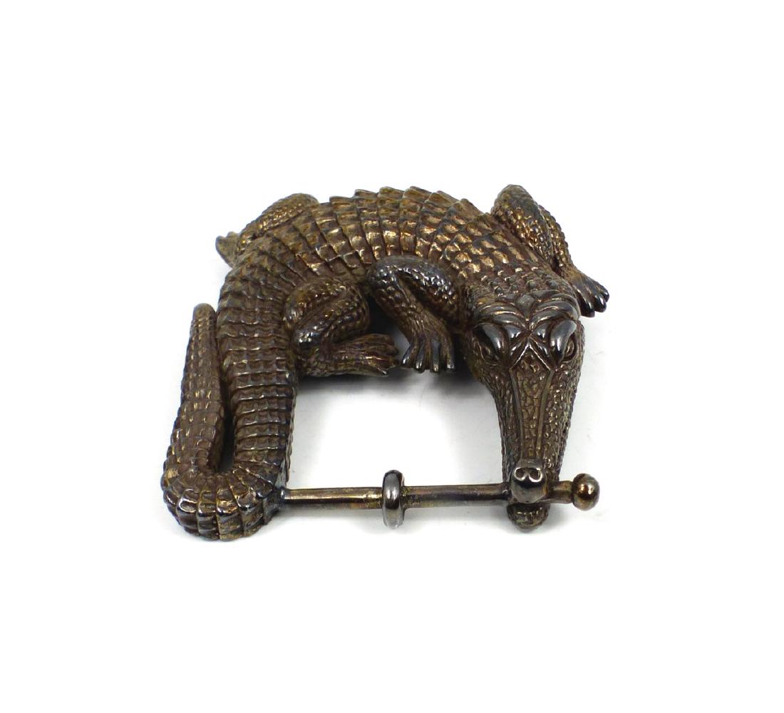KIESELSTEIN CORD STERLING ALLIGATOR BELT BUCKLE (1 of 6)