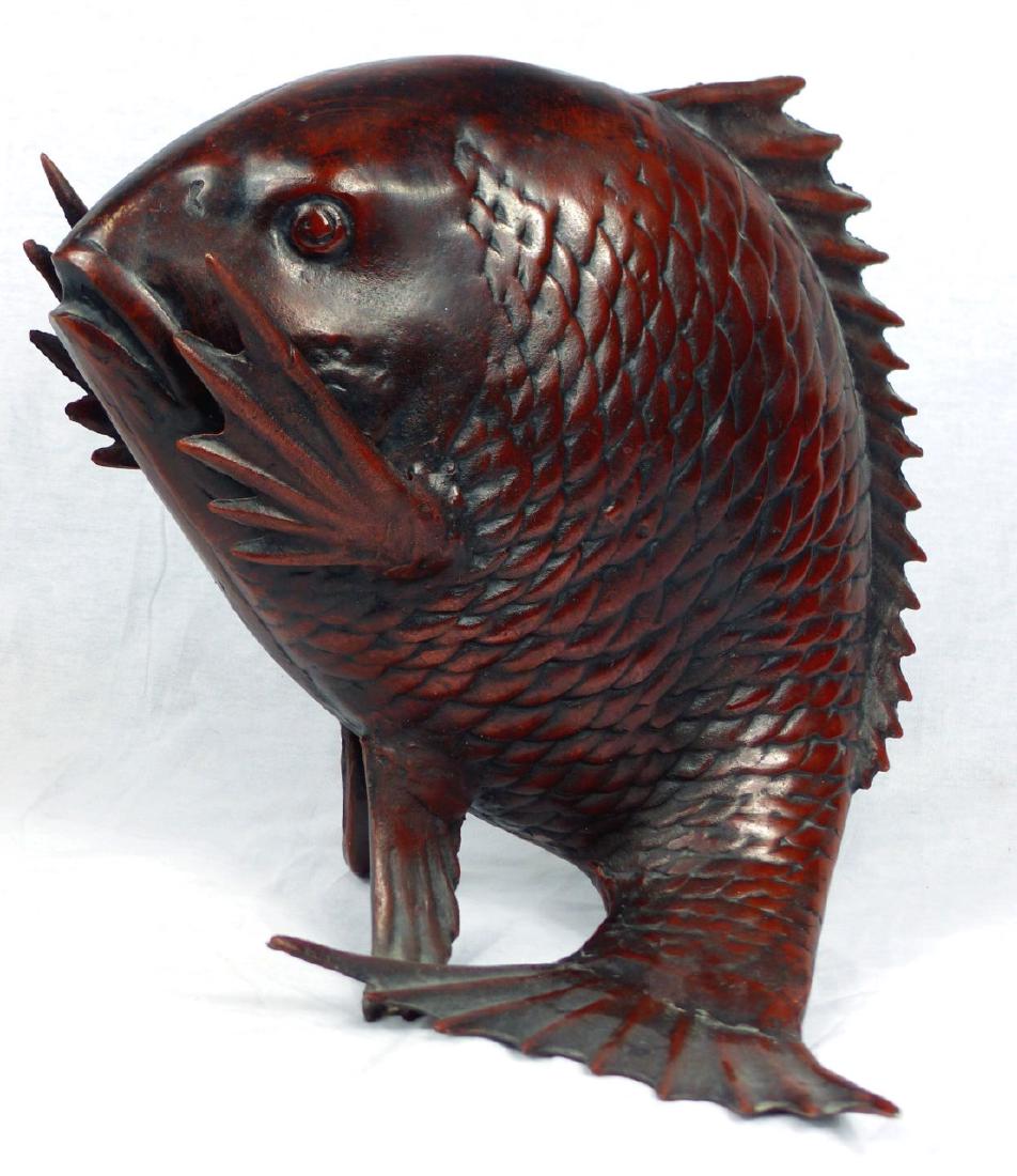 JAPANESE BRONZE FISH SCULPTURE