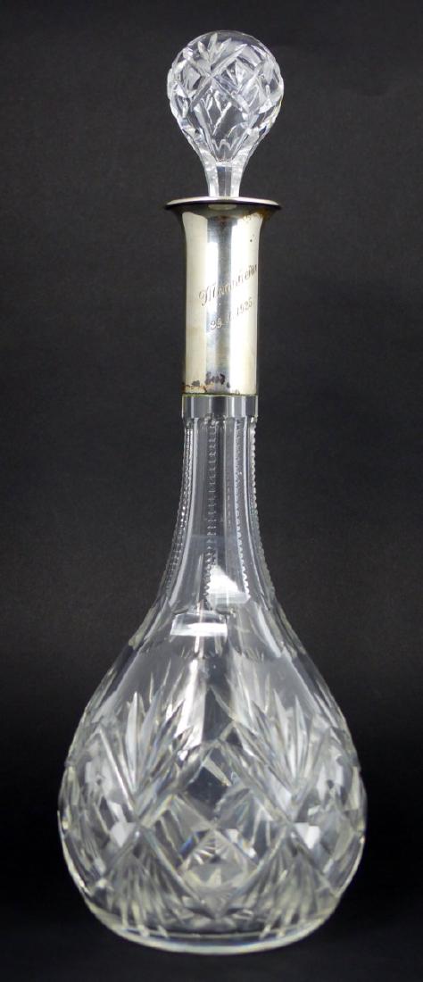 GERMAN CUT CRYSTAL DECANTER w 800 SILVER MOUNT (1 of 6)