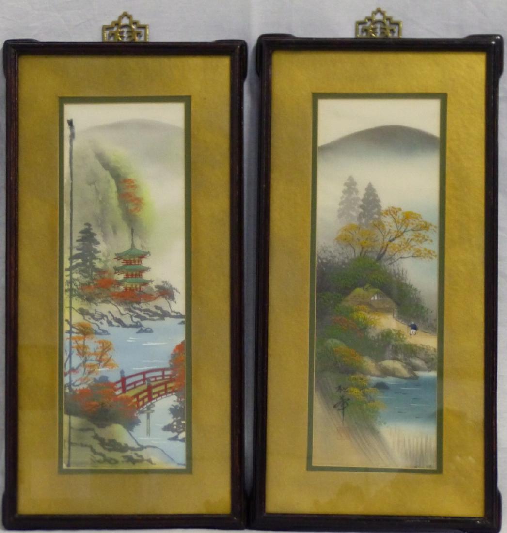 2pc CHINESE PAINTINGS ON SILK (1 of 6)