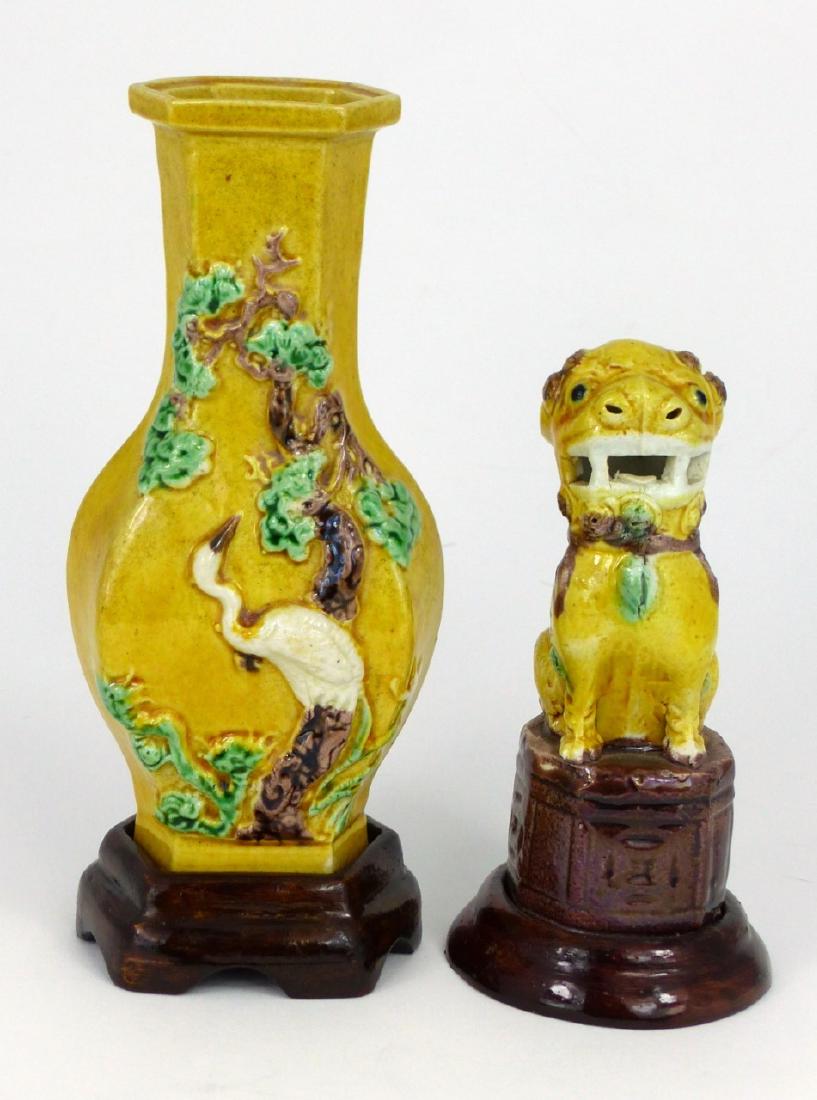 2pc CHINESE SANCAI GLAZED PORCELAIN OBJECTS (1 of 4)