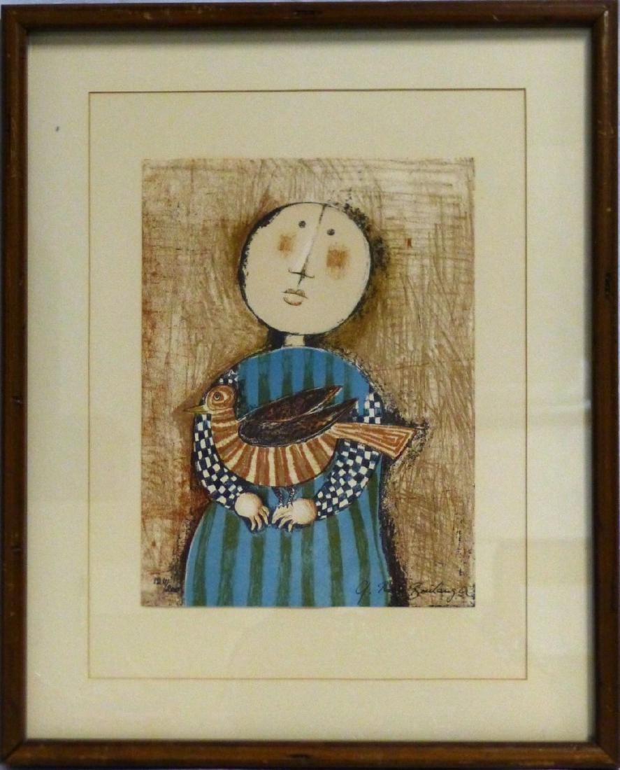 GRACIELA RODO BOULANGER GIRL WITH BIRD LITHOGRAPH (1 of 7)